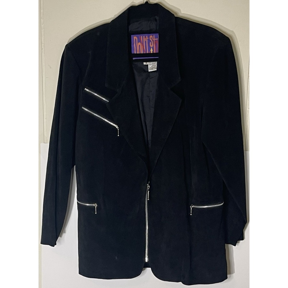Vintage 90's Don't Stop Women's Black‎ Suede 3/4 Length Coat Size Small